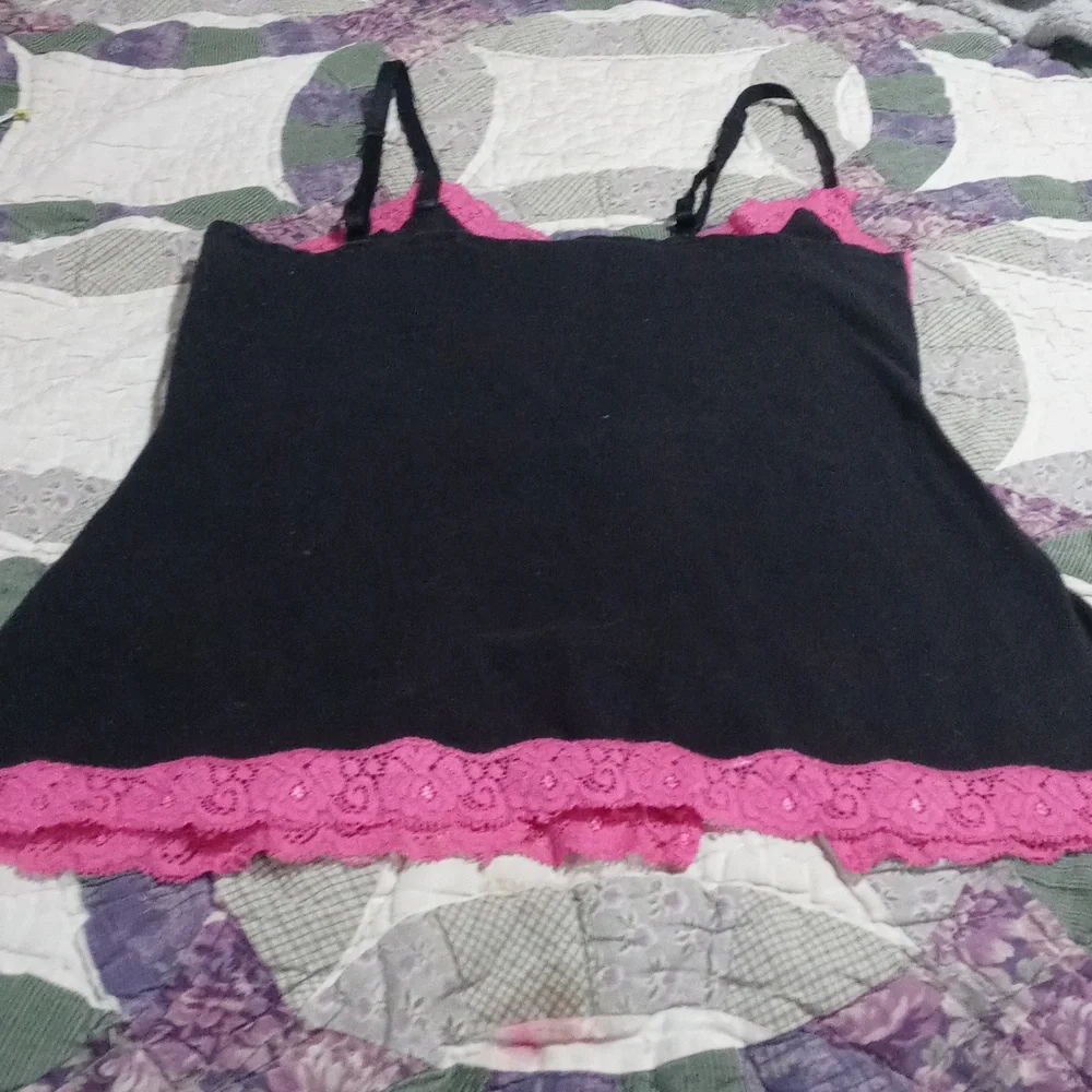 Bnwot!! Baby phat spaghetti strap tank top sz medium in black and pink pink lace - Picture 12 of 12